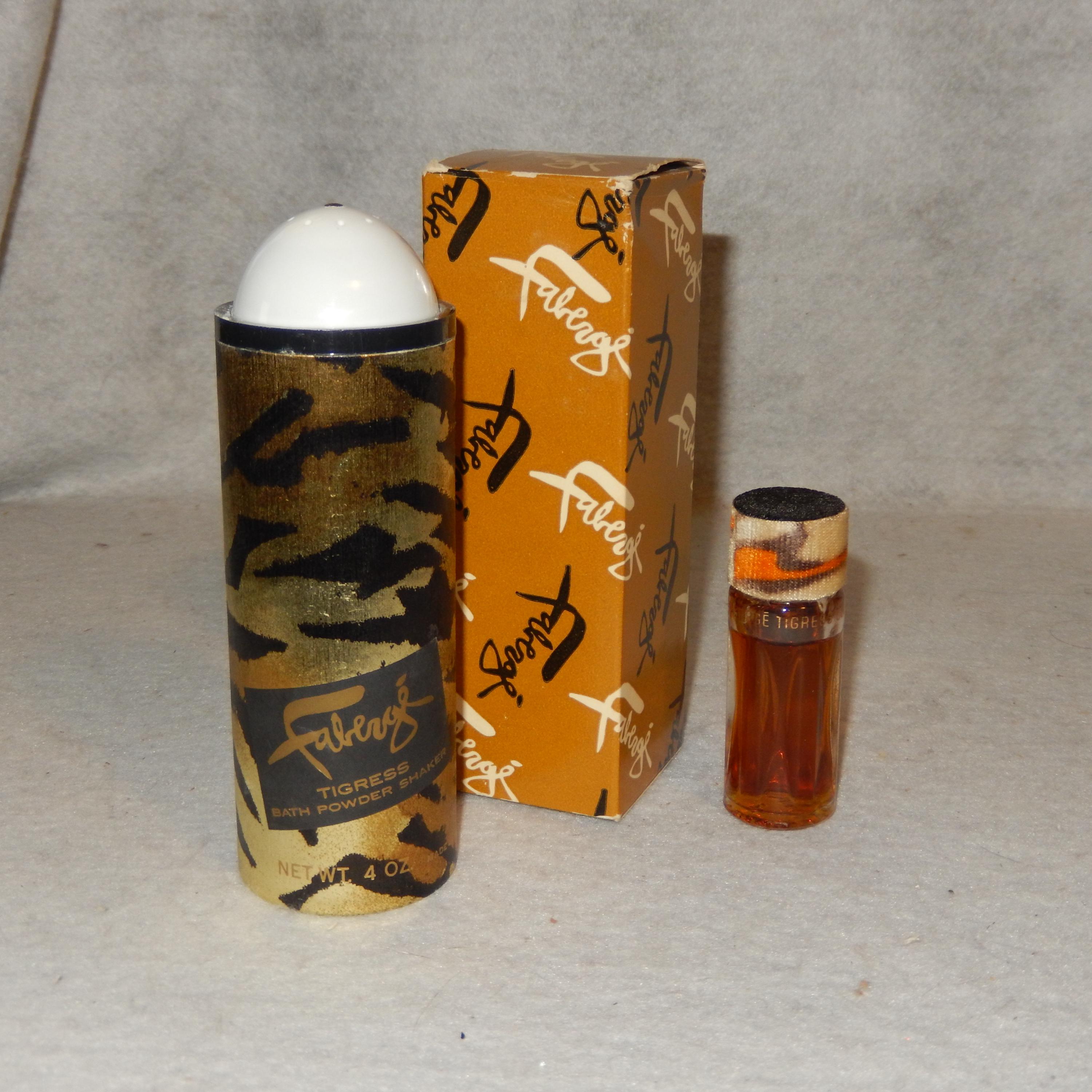 Set Vintage FABERGE Oz Bath Powder TIGRESS Cologne FUR Scented