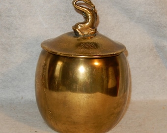 Vintage HF BRONCE DENMARK Brass Tobacco Jar Holger Fredericia Dolphin Fish ~Free Shipping!