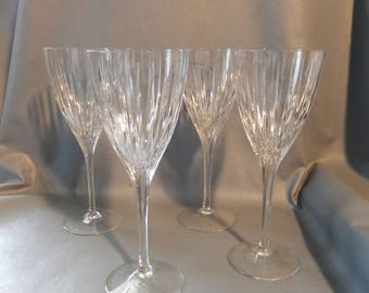 Set 4 Rare Waterford ALLAIRE Cut Crystal Wine Stemware Glass 8.5" Water GOBLET   ~FREE Shipping