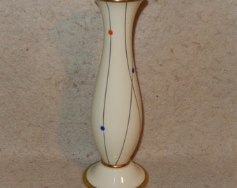 Vintage BAVARIA Johann Seltmann Vohenstraub MODERN Abstract Gold Ivory Bud Vase ~ Free Shipping