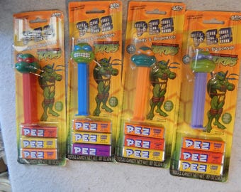 2005 Complete Set 4 TMNT Pez On Card Original Sealed Teenage Mutant Ninja Turtle ~Free Shipping!