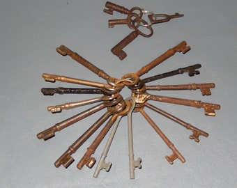 Lot 18 Vintage Antique Skeleton Solid Hollow Barrel Keys Door Furniture Cabinet ~Free Shipping