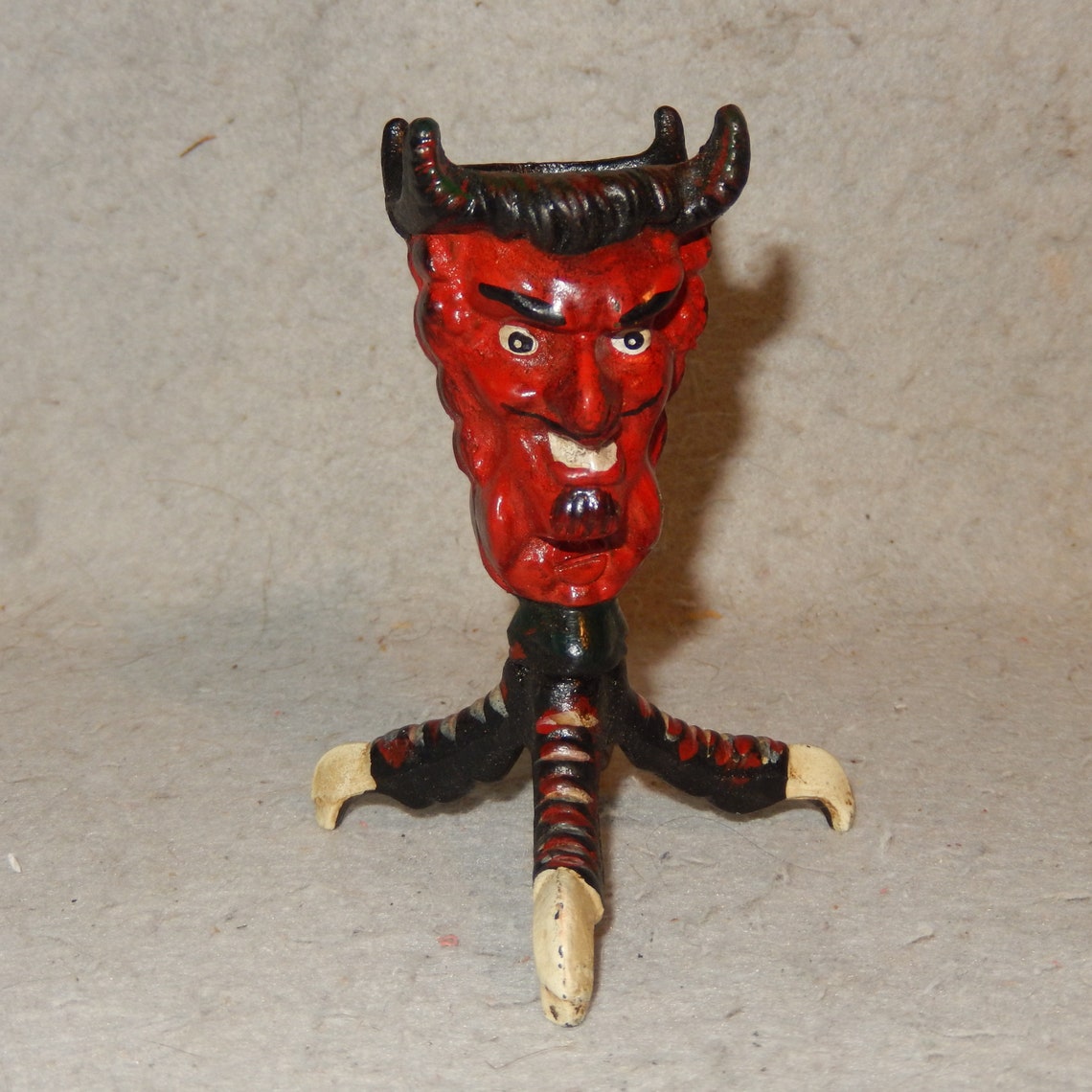 Vintage Cast Iron DEVIL 2 Faced Satan Talons Claw Foot Etsy