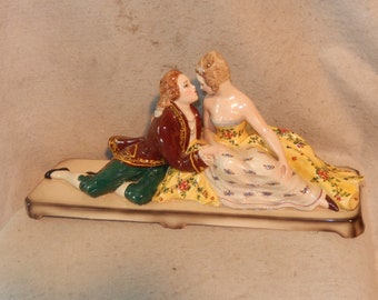 Large ZSZ NOVE Italy Courting Couple Lovers 17" Teodoro Sebelin Statue Pottery ~Free Shipping!