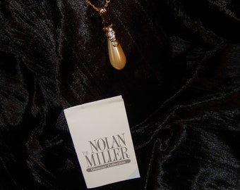 NOLAN MILLER Glamour Collection Drop Pearl Pendant Chain Necklace Teardrop Stone ~ Free Shipping!