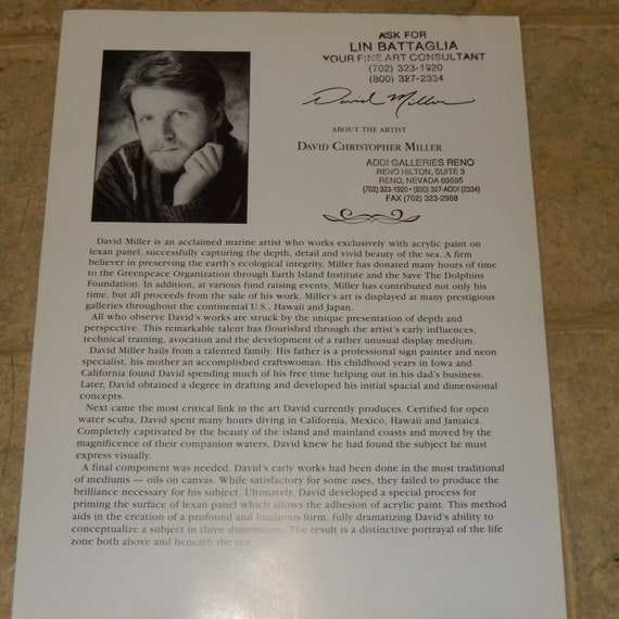 1992 Signed Numbered David MILLER Limited Edition VIVID SPLENDOR