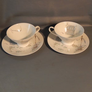 Pair 2 ROSENTHAL Selb Germany PLAZA Raymond Loewy Cup Saucer 4 Pc Mid Century ~ Free Shipping