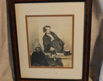 E Honore Daumier Framed Print Justice Satire Orphans Court 19th Century Judge ~ Free Shipping