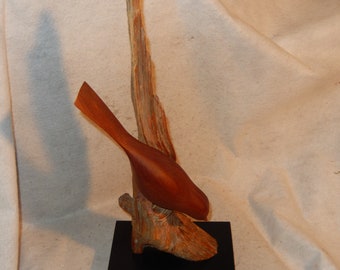 1972 Original GERT OLSEN Teak Wood SCULPTURE Bird Carving Signed Driftwood Art ~Free Shipping!