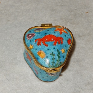 Empress Arts Emalj STRANDSJÖSTJÄRNA KRABBA Prydnadsaska Snustablett Snäckskal ~ Fri frakt