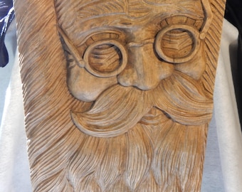 Large Hallmark Heritage Carved Wood SANTA Face Folk Art Sculpture Christmas Decor ~ Free Shipping