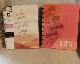 2 Undated HAPPY Planner Set FITNESS Disc Binding RECOVERY Self Care Pair Set New ~ Free Shipping