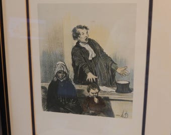 Honore Daumier Framed Print Justice Satire Orphan Court 19th Century CARICATURE~ Free Shipping
