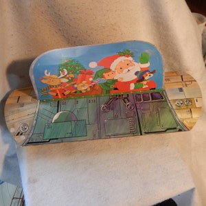 ATOMIC Santa Spaceship Rocket Paper Cardboard Cut Out Display Box FLEMING Mid Century Vintage ~ Envío Gratis