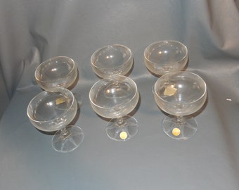 Set 6 Vintage WEST GERMANY Crystal Champagne Saucer Stem Glass Lot Coupe Lot ~Free Shipping