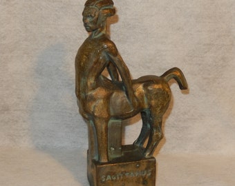 FRED PRESS Modernist Zodiac Sculpture SAGITTARIUS Centaur Bronze Metal Art Figure Mid Century Modern  ~Free Shipping!