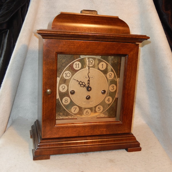 BULOVA Clock WESTMINSTER Chime 340-020 West Germany 2 Jewels Working Mantel Key ~Free Shipping