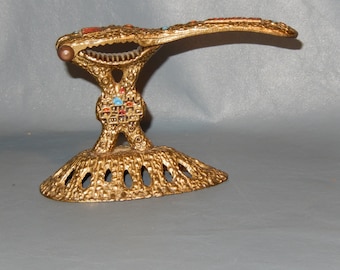 Vintage WAINBERG Israel Brass NUTCRACKER Jerusalem Tabletop Judaica Brutalist ~Free Shipping!