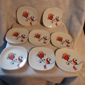 8 Pc BLOCK Langenthal Transition FLOWER Desert Plate MOD Retro Pop Art Designer Bread Side  ~ Free Shipping