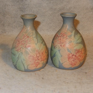 Par 2 CONWY Art Pottery Wales Vas Carol Wynne Morris WELSH Blå Svampset ~ Fri frakt