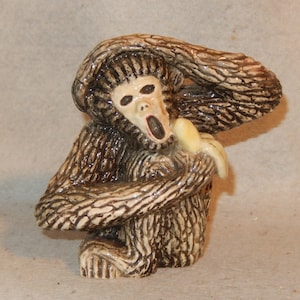 Clearance Sale! Vintage Artist Signed Art Pottery MONKEY Figure Insized Ape Anthropomorphism   Free Shipping