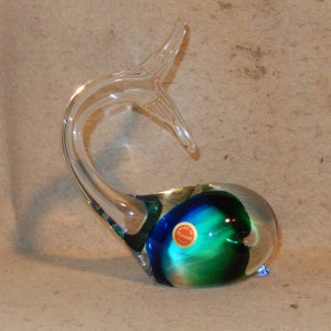 7&quot; Vintage Murano Sommerso Blue WHALE Art Glass Figure Sculpture ~ Free Shipping
