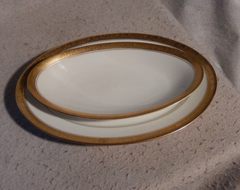 Set 2 HUTSCHENREUTHER Gold Encrusted FRUITS Serving Bowl Dish Plate Favorite~ Free Shipping