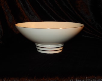 MINTON White Paisley Gold Pedestal Round Serving Vegetable Bowl Damask Bone China ~ Free Shipping