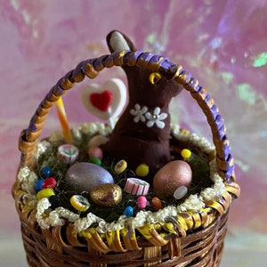 Miniature Dollhouse filled Easter basket