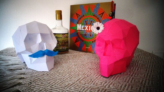 Handmade paper Sculpture DIY kit La mexicana Skull