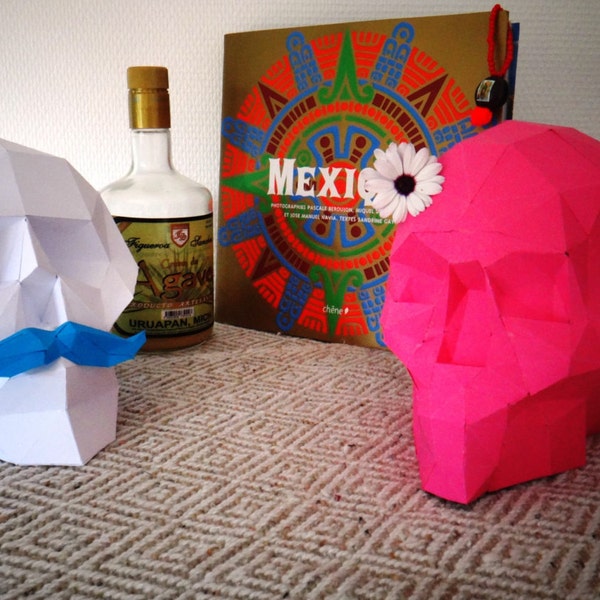 DIY kit "La mexicana" Skull, Handmade paper Sculpture