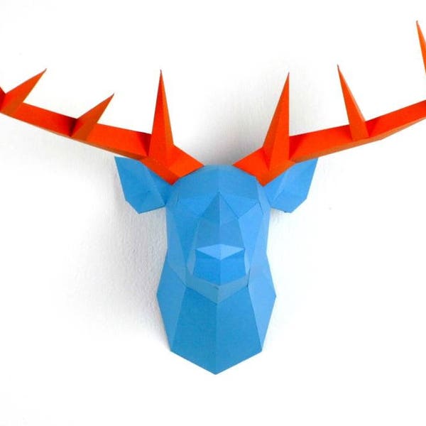 Trophée tête de Cerf, DIY kit. Cerf en papier DIY. Home decoration.