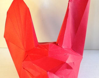 DIY paper kit Fox head, handmade paper sculpture.