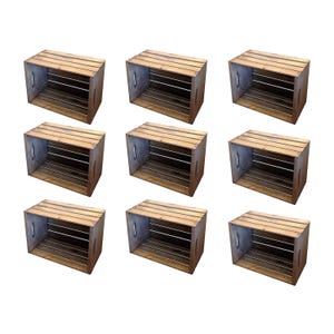 Rustic Storage Crate 9 Pack - 9 Wooden Crates for Building Shelving - 9 Decorative Wood Storage Crates - Crate Decor
