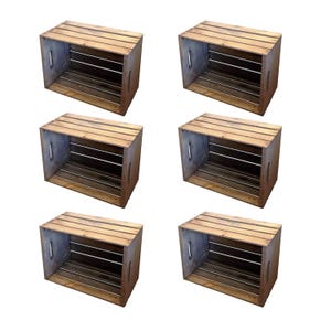 Rustic Storage Crate 6 Pack - 6 Wooden Crates for Building Shelving - 6 Decorative Wood Storage Crates - Crate Decor