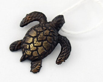 Turtle Pendant - Turtle Necklace Charm - Turtle Bead - Cast Iron Turtle Charm - Rustic Turtle Charm