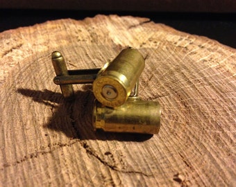 Father's Day 9mm Bullet Ammo Cufflink Pair - Antique Style - Rough and Classy