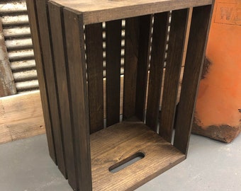 Dark Wood Storage Crate - Wooden Crate for Building Shelving - Furniture Crate