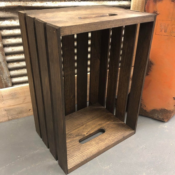 Dark Wood Storage Crate - Wooden Crate for Building Shelving - Furniture Crate