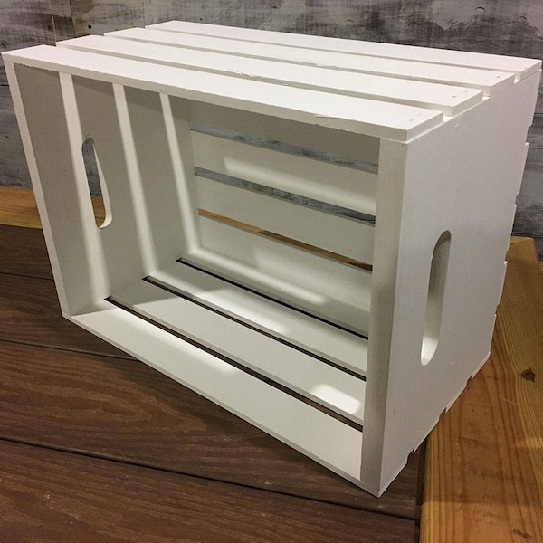 White Farmhouse Wooden Storage Crate: Shelving & Gift Basket