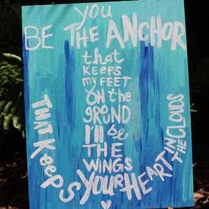 hand painted canvas anchor painting
