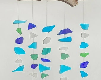 Sea glass driftwood wind chime, sun catcher, garden, bohemian, decor