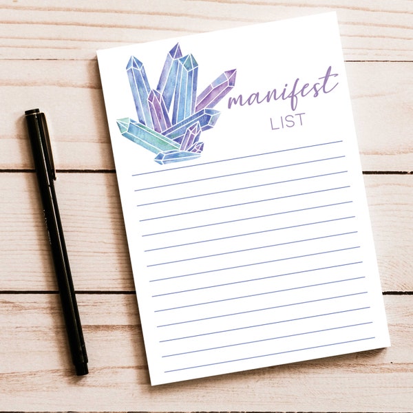 Manifestation Notepad - Manifester - Spiritual Notepad - Spiritual Gift - Daily Practice - Crystals Notepad - Crystals Lover - Affirmations