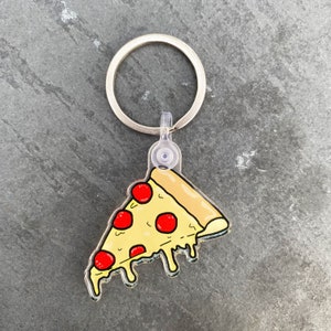 Pepperoni Pizza Acrylic Keychain - Cute Keychain - Easy Christmas Stocking Stuffer - Pizza Lover Gift - Cool Keychain - Pizza Keyring - Gift