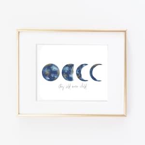 Moon Phases Painting - Moon Child Art - Stay Wild Moon Child - Glitter - Unique Art - Watercolor - 8x10" Print - Free Shipping - Free Spirit