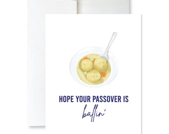 Funny Passover Card - Punny Passover Card Set - Matzo Ball Soup Passover Card - Funny Jewish Card -Cute Passover Card - Dad Joke Jewish Card