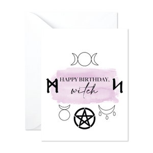 Witch Birthday Card, Witchy Gift, Fall Card, Halloween, Watercolor, Purple Witch Card, October Birthday Card - Card for Witches - Witchcraft