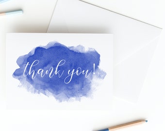 Thank you Card - Watercolor Painting Card - Watercolor Splash - Pretty Thank You Notes - Blank Thank You Card - Thank You Card Set - Cards