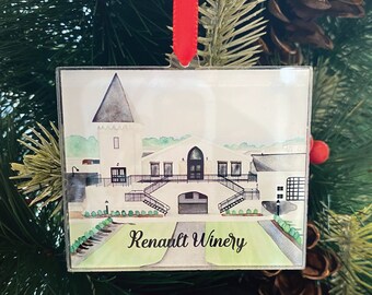 Renault Winery Acrylic Ornament - New Jersey Renault Winery and Resort Christmas Ornament - Watercolor Renault Ornament Gift Idea - Winery