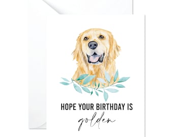 Golden Retriever Dog Birthday Card - Funny Birthday Card - Golden Birthday Card - Watercolor Dog Card - Cute Dog Card -Golden Retriever Gift